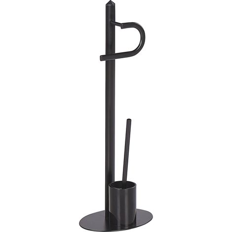 Soporte de papel higiénico de metal negro recubrimiento en polvo portarrollos escobillero accesorio de baño moderno Sarto (1/5)