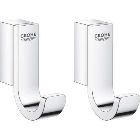 Patères murales chrome – Lot de 2 fixations invisibles 41039000DUO – Métal durable – Finition GROHE StarLight pour éclat
