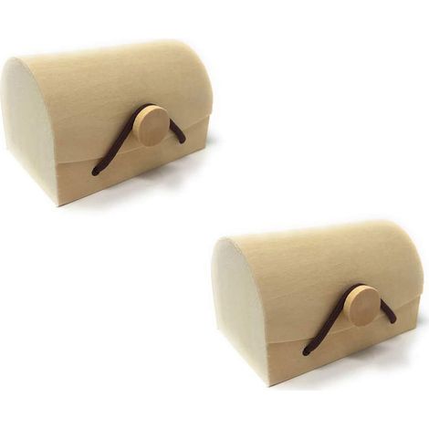 Scatola a Forma di Baule in bambù Kraft 2 Pezzi scatolina Personalizzabile con decoupage Astuccio Cofanetto portagioielli (1/3)