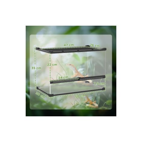 Terrarium en verre pour reptiles avec fond surélevé étanche et fermeture à bouton pour salon maison et espace d'élevage (1/5)