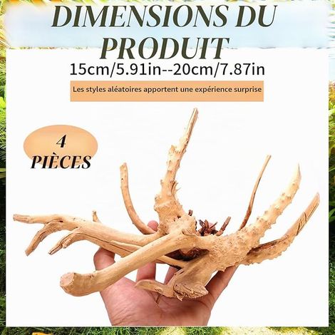 Aquarium Root Decoration Aquarium Driftwood 15-20 cm Branch Decorative Natural Wood Three-dimensional Branch Porous Structure for Fish Shrimp Snails Turtles Aquariums (1/4)