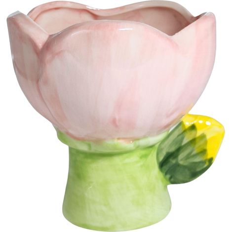 Porte Pinceau de Maquillage, Pot à Crayon en Céramique, Vase en Forme de Tulipe Chandelier Bougeoir Multifonctionnel Rangement Cosmétique pour Pinceaux Cosmétique (A, 10L x 11H x 10W cm) (1/5)