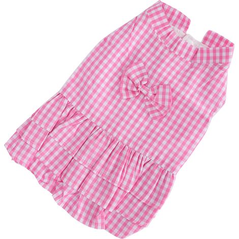 Vêtements d'été pour animaux de compagnie : T-shirt sans manches en polyester pour chien, mini-jupe rose à nœud papillon (XZD222 Rose XL) (1/5)