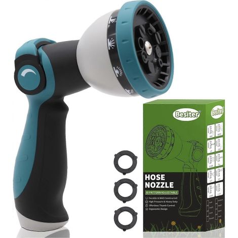 2025 Newest Hose Nozzle, Garden Hose Nozzle with 10 Spray Patterns, Thumb Control Switch V (1/5)