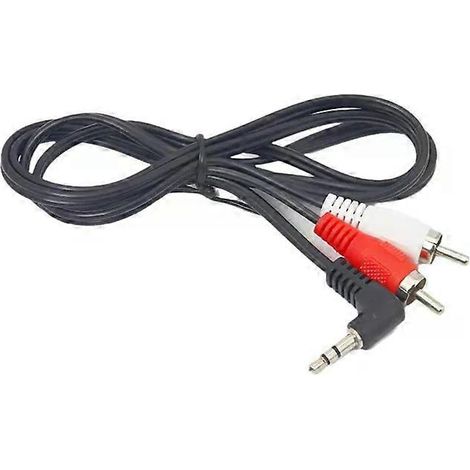 Câble audio coudé 35 mm vers double RCA - Câble auxiliaire stéréo mâle 1 m vers 2 RCA mâles pour haut-parleurs de voiture et home cinéma - JXLGV (1/4)
