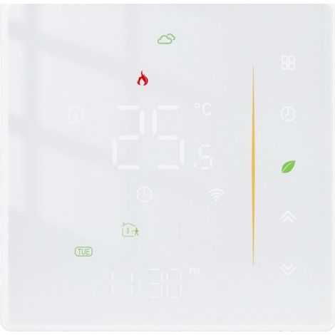 Thermostat intelligent domestique programmable avec application et commande vocale pour chauffage au sol électrique, régulateur de température compatible ZigBee AC 95-240 V, blanc (1/5)