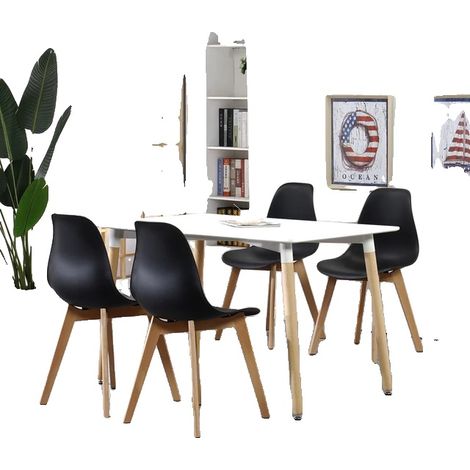 Ensemble de table à manger, chaises ergonomiques, design moderne, Ensembles de table noirs (1/2)