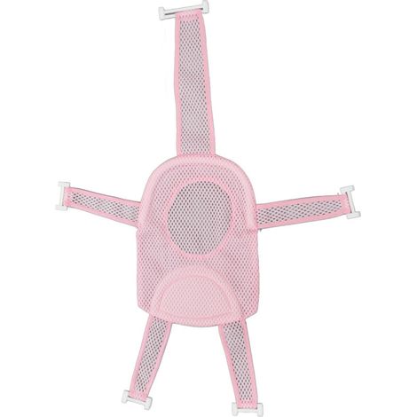 Siège de bain universel réglable pour bébé avec filet respirant antidérapant et appui-tête doux, rose (1/5)