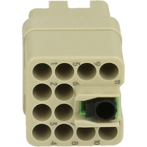 HARTING Han Q12/0 Buchseneinsatz (F) Crimp- / Quick-Lock-Anschluss (PE), 12-polig+PE 400V, 10A - 1 Stück (1/3)