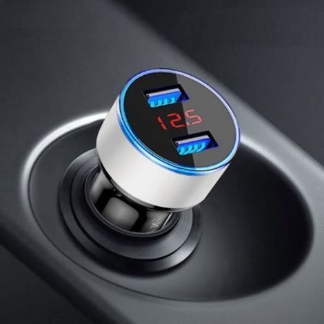 Caricabatterie per accendisigari - DUO2762 - 3.1A - 2 porte USB - Display LCD - Protezione da sovratensione (1/4)
