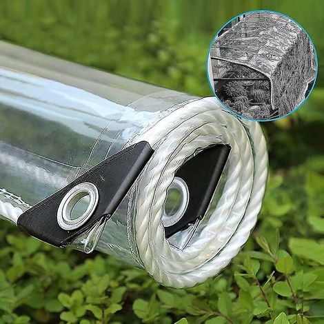 CREA Industrial Tarpaulin Clear Tarp With Eyelets, 0.35mm -2x2m (1/4)