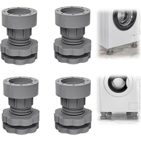 Lot de 4 Pieds pour lave-linge, support universel, caoutchouc et TPU, réglable 8,5-10,5 cm, salle de bain (1/5)