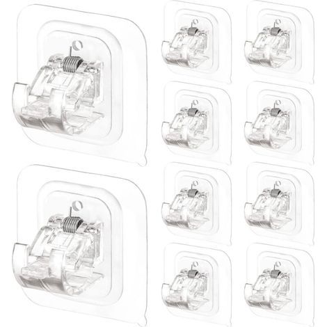 [JAMAIS UTILISÉ] Tringles à rideaux sans perçage, supports de tringle à rideau, auto-adhésifs, sans clous, crochets de tringle réglables, crochets de rideau, 10 pièces (1/4)