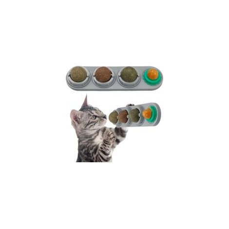 Boule cataire auto-adhésive murale, jouet nettoyage dents pour chat – (1/5)