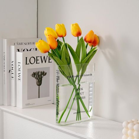 Buchvase, transparente Acrylvase, buchförmige Vase, Tulpenvase, Blumenvase in Buchform, Schlafzimmer, Wohnzimmer, Bürotischdekoration (1/5)