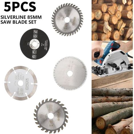 Lame de scie au carbure de 5 pièces de 85 mm, mini lame de scie circulaire au carbure de diamètre intérieur de 15 mm pour outil de coupe (1/4)