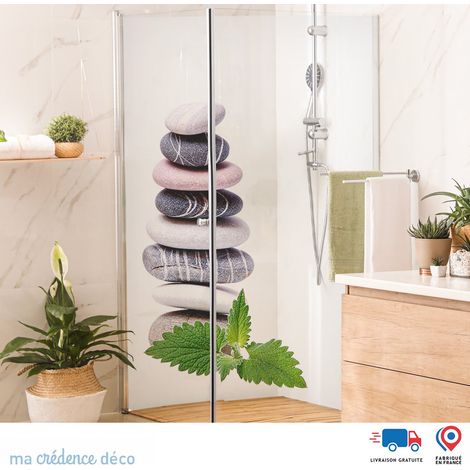 Panneau de douche : Galets empiles mer - Alu composite - 90 - 245 (1/5)