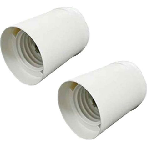 2 Pezzi Portalampade E27, Portalampada in Termoplastico Bianco Cilindro