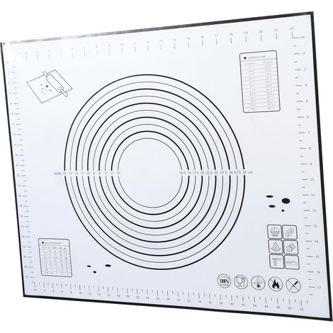 Ciieeo Coussin à Pâtisserie Tapis de Cuisson Solide et Sûr Antidérapant en Silicone Noir pour Pâtes et Brioches, pour Fêtes et Cafés'1'-