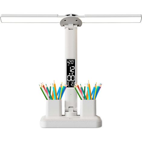 Lampe Bureau LED Enfant,Lampe Table Dimmable USB,Contrôle Tactile,Luminosité Réglable,Chambre et Bureau (Blanche) (1/5)