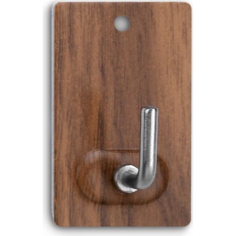 Colgador adhesivo de madera y acero inoxidable (1/3)