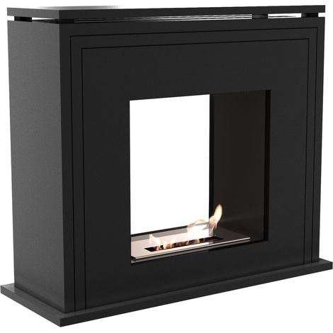 Azura Home Design – Cheminée bioéthanol JUNE noire 80 cm – Double face – Acier – Espace de chauffe 40 m² – Installation rapide et facile