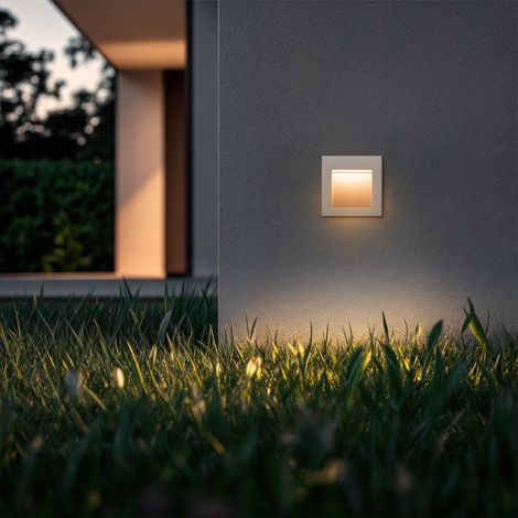 LED Wandeinbauleuchte Außen 4W Quadratisch Aluminium Weiß Leif 2700K Warmweiß