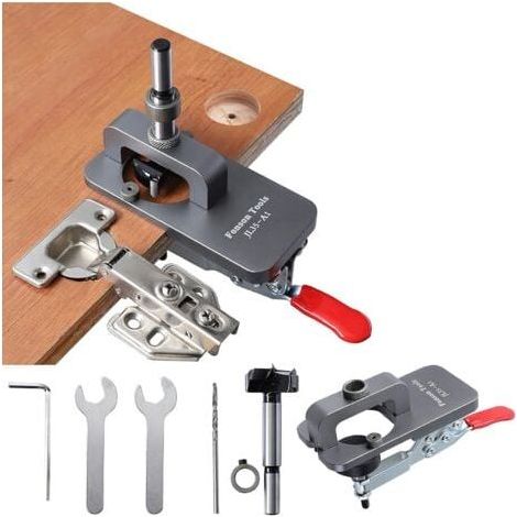 Gabarit de perçage de charnière de 35 mm, positionnement de matrice, gabarit de trou de porte, style de tasse, charnière, trou de forage + fraise à bois, travail du bois, scie cloche, outils de bricol (1/5)