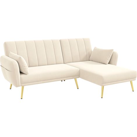 Canapé convertible divan confort velours beige 191.50x130.00x80.00 cm ZIPSOFA (1/5)