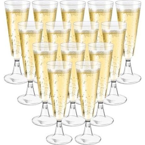50 Pièces Flûtes à Champagne Transparent, Verres à Champagne en Plastique Élégantes Reutilisables, 160ml Gobelet Verre à Bière Vin Cocktail pour Fêtes, Mariages, Noël (1/5)