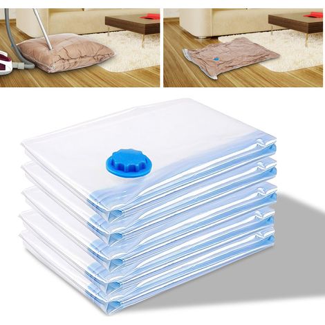 Randaco karpal Vakuumbeutel 5er Set 60x80 CM, Aufbewahrungsbeutel für Kleidung & Bettwäsche, platzsparende Kleidersäcke mit Ventil, wiederverwendbar & transparent (1/5)