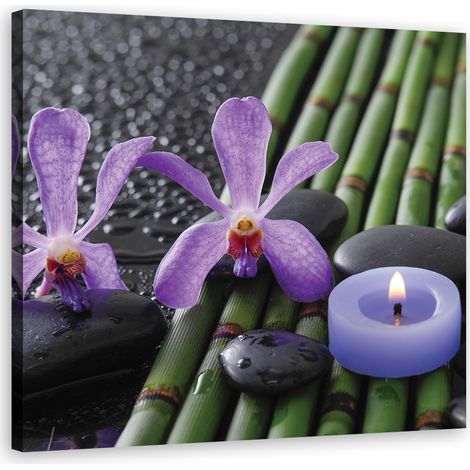 Quadro su tela, Fiori di bambà¹ Zen candela zen spa - 40x40 (1/4)
