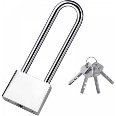 Cadenas à clé Cadenas Robuste à anse longue avec 4 clés, cadenas Sécurité Etanche Exterieur pour entrepôt, garage, jardin, Clôtures-40mm (1/4)