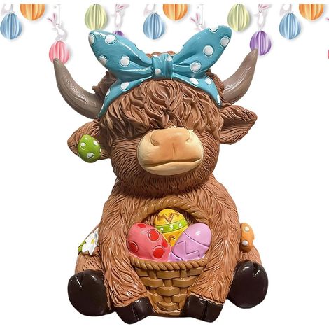 Figurines de vache en résine – Statue rustique d'animaux de Pâques (1/5)