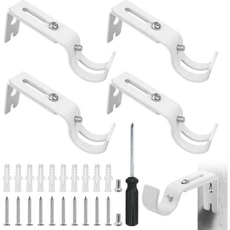 Support de tringle à rideau réglable, 4 pièces, fixation murale, compatible avec toutes les tringles. (1/5)