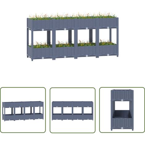 The Living Store Lit surélevé 160x40x71 cm Polypropylène - Jardin - Balcon - Terrasse - Pots De Fleurs - Jardinière (1/5)