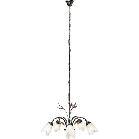 Visconte Murlo Floral Styled Black, Red Chandelier Alabaster Glass E14 5 Light (1/5)