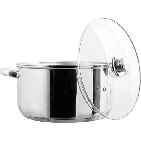 Faitout en Métal Couvercle Verre 7 L Tous Feux Argent (1/5)