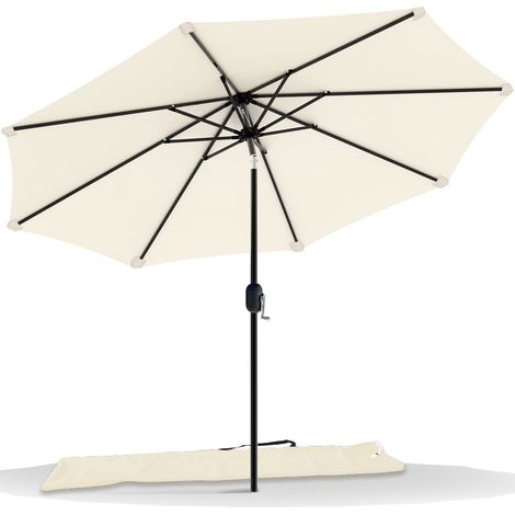 VOUNOT Sombrilla Jardín Parasol Inclinable 2.70 x 2.40m con Funda Protectora, Beige