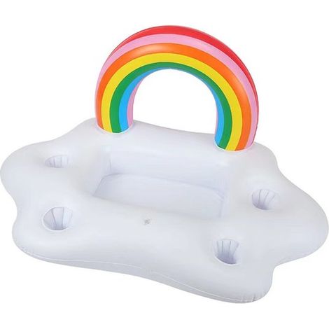 Juego de 6 portavasos flotantes inflables con divertidos diseños (flamenco，palmera y arcoíris) para fiestas en la piscina，la playa y el jardín (1/5)