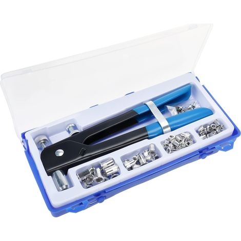 Kit de Pince Ecrou Rivet, Pistolet à Ecrou, avec 6 PCS Mandrins M3 M4 M5 M6 M8 et 80PCS Fileté Écrou Rivet Outil de Pince à Riveter Insert Fileté Kit (1/5)