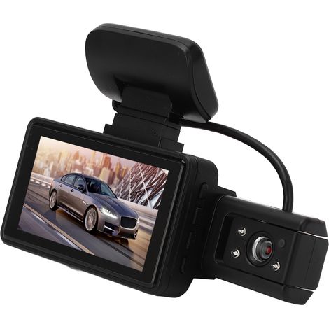 Caméra embarquée à double objectif, écran IPS de 3 pouces, objectif grand angle de 170°, détection de mouvement, enregistrement en boucle, qualité d'image nette, enregistreur vidéo numérique (DVR) int (1/5)
