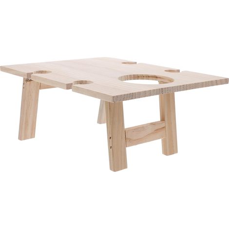Table Pliante Bois Portable pour Vin Extérieur Table Carrée Pliable avec Rangement Bureau de Service pour Plage Jardin et Pique- (1/5)