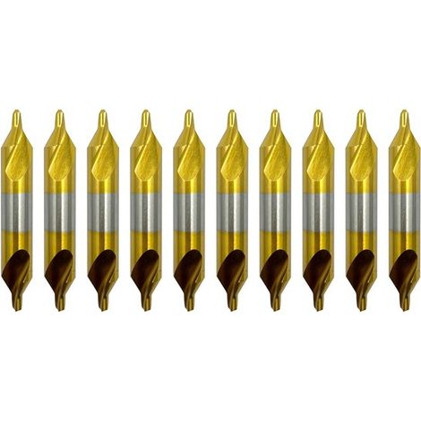 Set di 10 punte da centraggio da 3,0 mm, set di punte rivestite in titanio con acciaio rapido e utensile per svasatura per la puntatura di pezzi torniti (3,0 m) (1/4)
