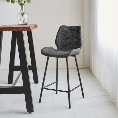 Beau Barhocker Grauer Chenille-Stoff – 67 cm Sitzhöhe – ohne