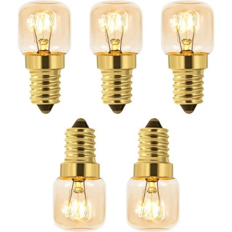 Lot de 5 Ampoule à Sel 15W E14 T22, Incandescence Blanc Chaud 2700K, 80LM, AC 230V, Ampoule Four 15w 300°, Pour Four, Frigo, Lampe de Sel, Fours Grill
