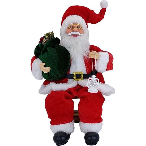 Figurine Santa Claus Assis - 35 x 18 cm - Décoration Noël Arbre Sapin Cheminée Appui-Fenêtre - 1 Pièce (1/5)