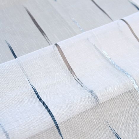 Tissu en étamine à rayures jacquard Bleu Paon 300 cm