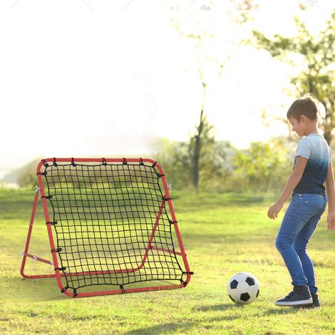 Filet de but pour rebonds sur mur de rebond de football 96 x 80 x 96 cm,angle réglable,rouge-noir,idéal pour l’entraînement et les matchs