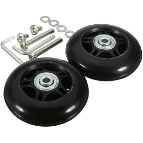 royaluxe-Roulettes de rechange pour bagages - 60 mm x 24 mm - Lot de 2 - Roulettes universelles en caoutchouc - Roulettes pivotantes universelles - Roulettes de rechange pour bagages - Noires (1/5)
